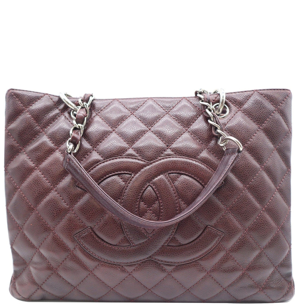 Chanel Grand Shopping GST Caviar Leather Tote Bag Maroon