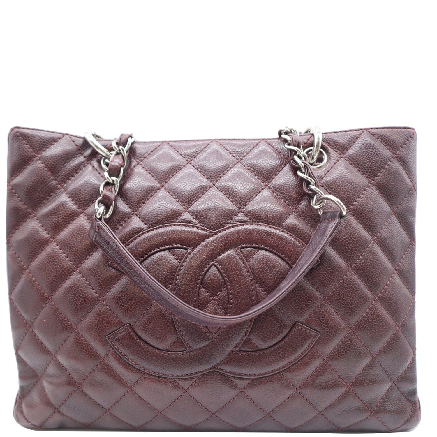 Chanel Grand Shopping GST Caviar Leather Tote Bag Maroon