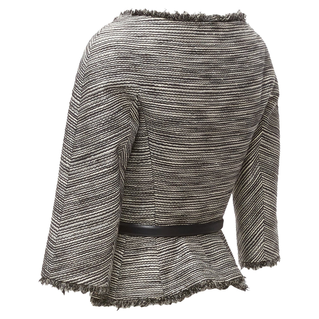 Christian Dior Applique Cotton Leather Belt Cropped Bar Jacket