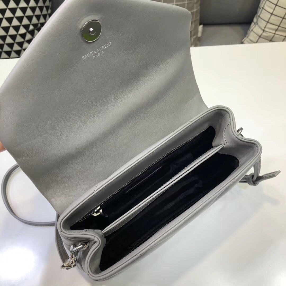 Top Quality Loulou Mini Shoulder Bag Grey For Women 7in/18cm YSL