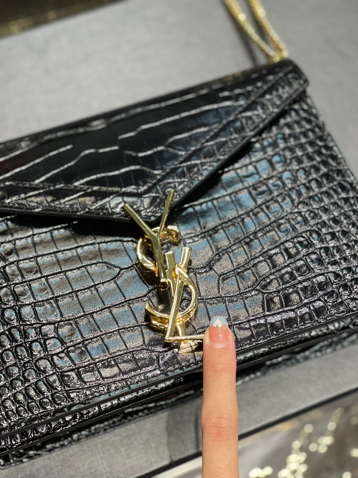 YSSL Cassandra Medium Chain Bag Black For Women 8in/22cm YSL