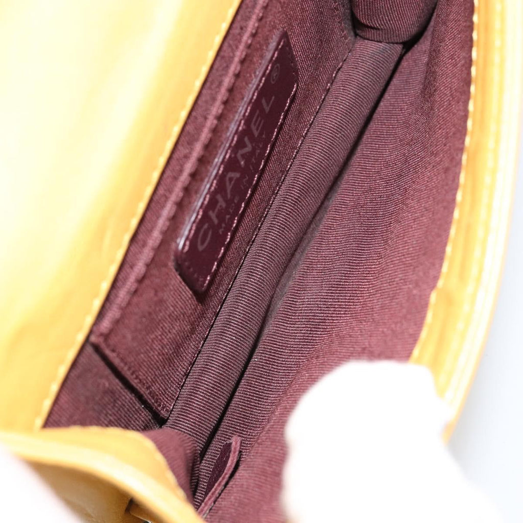Chanel Boy Brick Flap Bag Lambskin And Plexiglass Yellow Leather Clutche & Pouche Bag