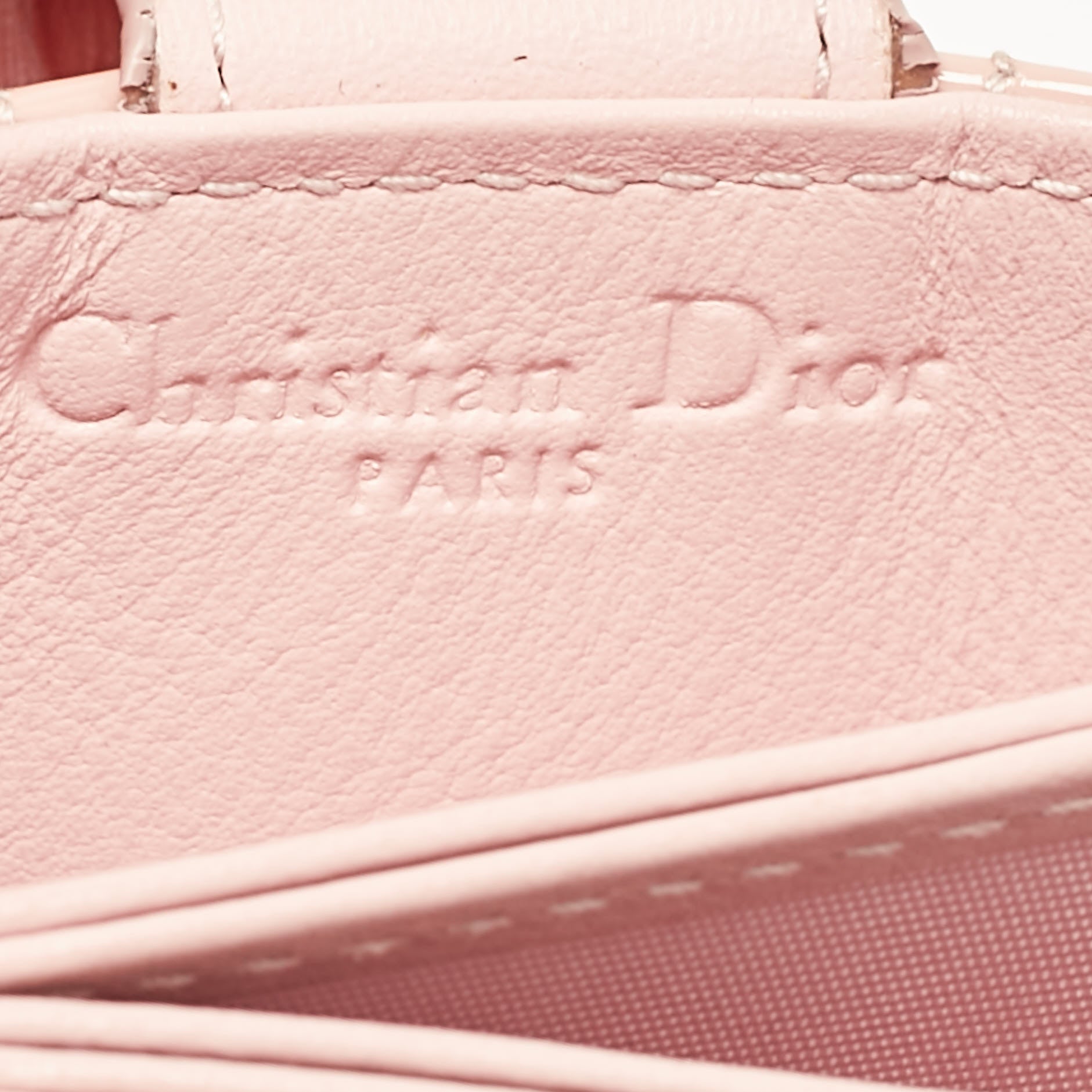 Dior Light Pink Cannage  Leather Jasmine Card Holder
