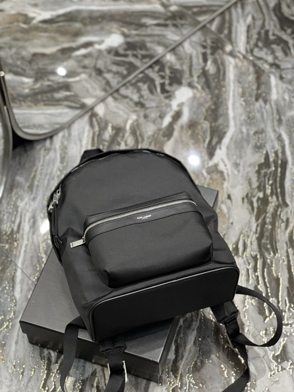 Top Quality City Backpack In Canvas Unisex For Women 13.8in/35cm Black YSL