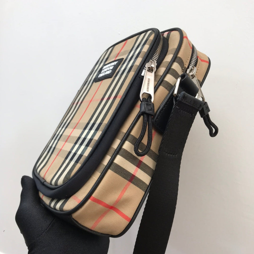 Vintage Check And Crossbody Bag For Men, Bags 8.7in/22cm