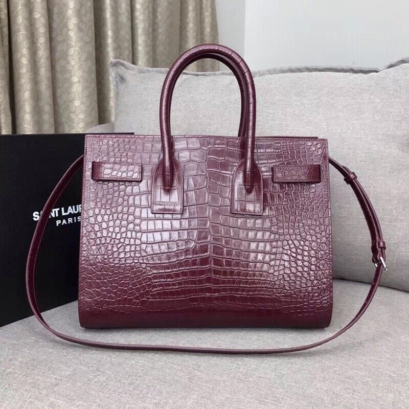 YSSL Sac De Jour Small In Embossed Crocodile Burgundy For Women 12.5in/32cm YSLÂ 