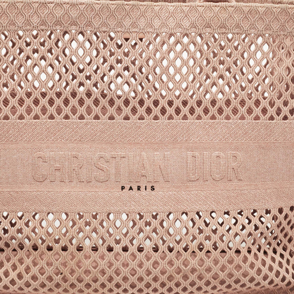 Dior Old Rose Mesh Embroidered Canvas Large Book Tote