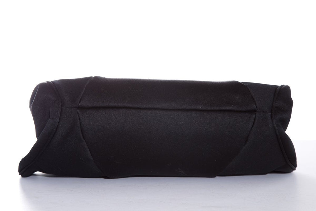 Sharif Black Satin Leopard Rhinestone Evening Clutch