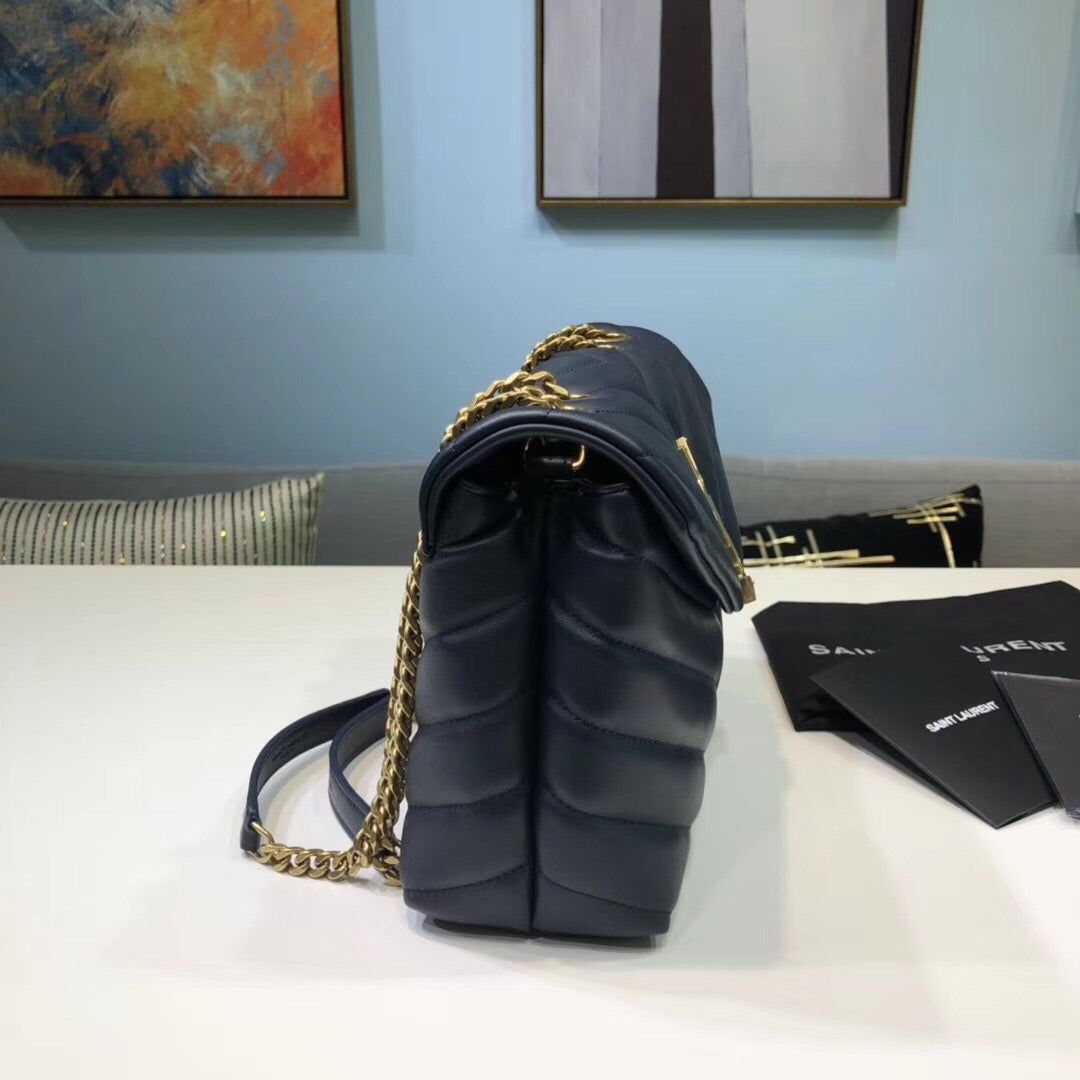 YSSL Loulou Small Chain Bag In MatelassÃ© "Y" Blue For Women 9.8in/23cm YSL 494699DV7274147