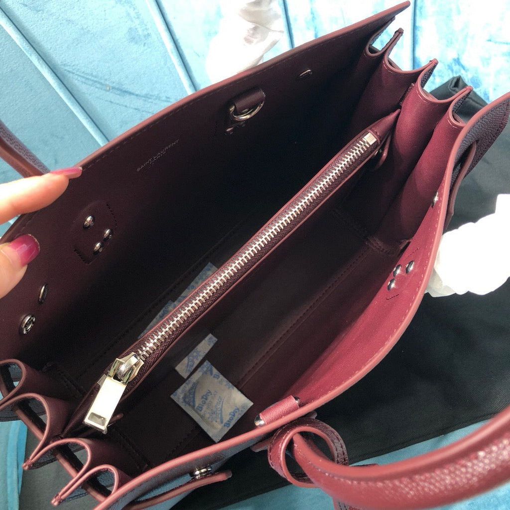 YSSL Sac De Jour Baby In Shiny Burgundy For Women 10in/26cm YSL