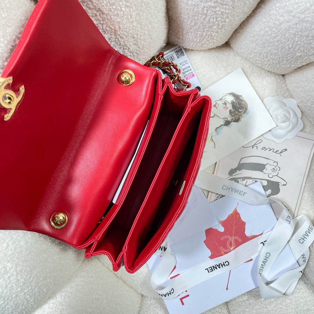ChanelLarge GlamIap Bag Gold Hardware Red For Women Handbags, Shoulder Bags 9.1in/23cm AS3367