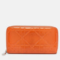 Dior Orange  Leather Lady Dior Zip Around Wallet