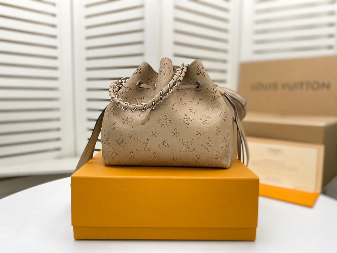 Louis Vuitton Bella Bucket Bag Mahina Galet Grey For Women, Women’s Handbags, Shoulder And Crossbody Bags 7.5in/22cm Louis Vuitton M57201