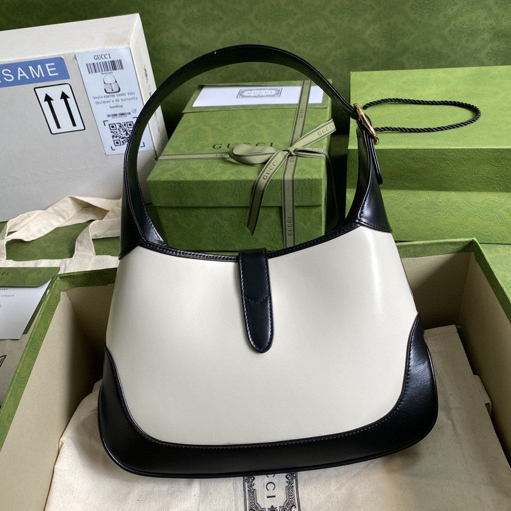 Gucci Jackie 1961 Small Shoulder Bag White With Black 11in/28cm 636706 10OBG 9099