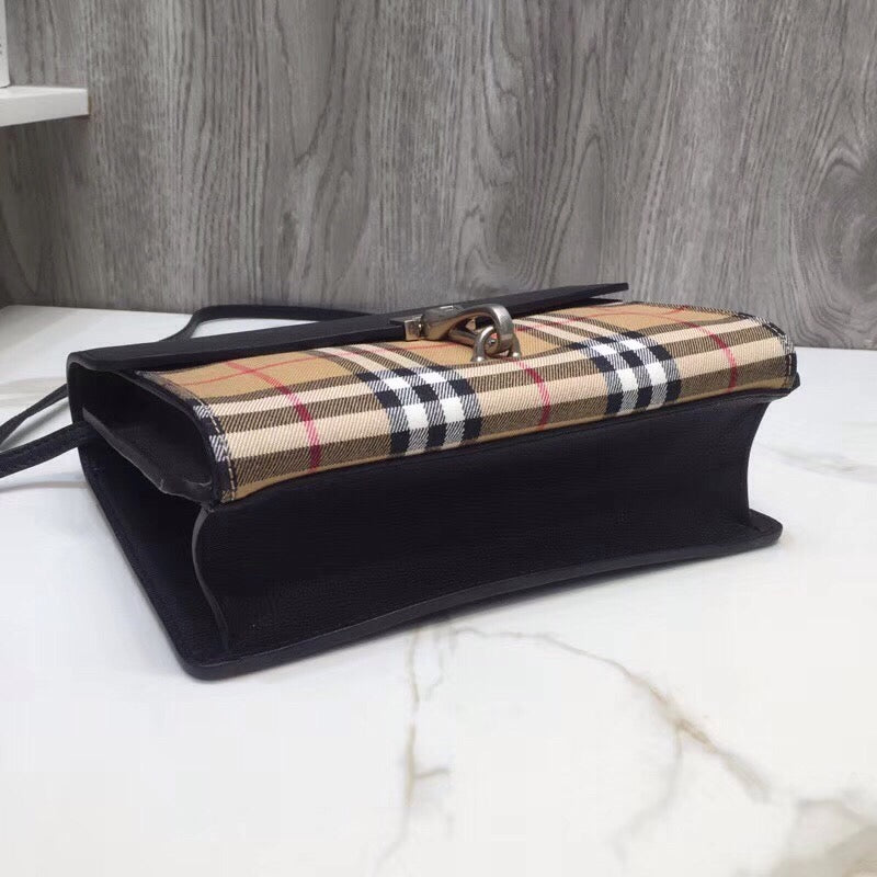 Burberry Small Vintage Check And Crossbody Bag Black For Women, Bags 9in/24cm