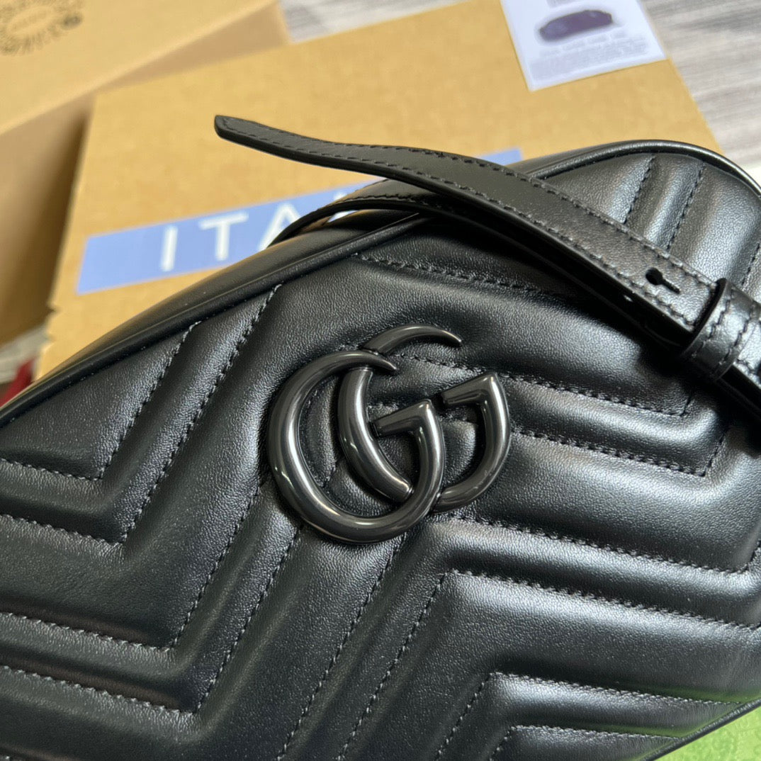 Gucci Marmont Matelasse Shoulder Bag Black For Women, Women’s Bags 9.5in/24cm Gucci