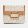 Dior White/br Oblique Canvas And Leather Street Chic Compact Wallet