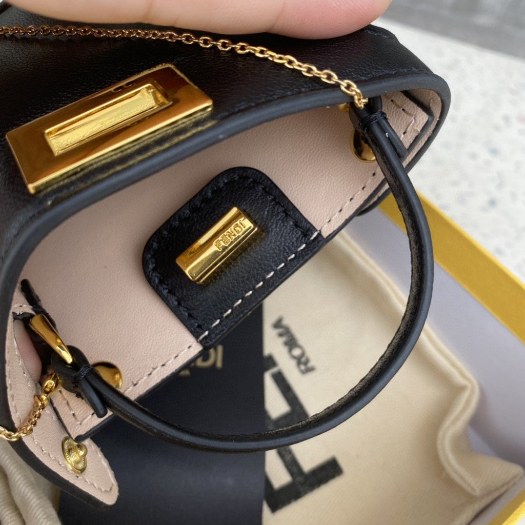 Nano Peekaboo Charm Crossbody Black Bag For Woman 12cm/4.5in