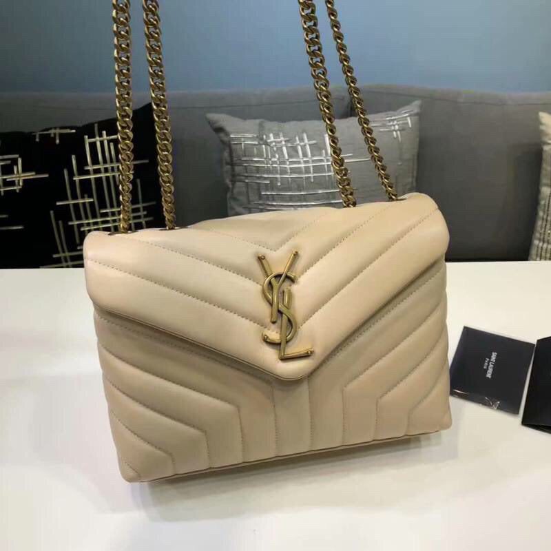 YSSL Loulou Small Chain Bag In MatelassÃ© "Y" Beige For Women 9.8in/23cm YSL 494699DV7272721