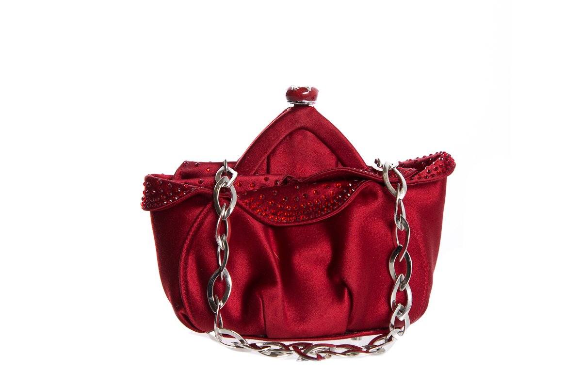 Judith Leiber Red Satin Clutch