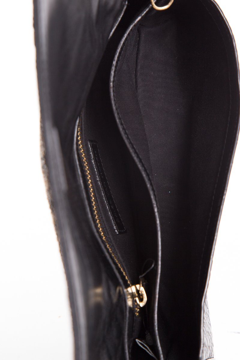 Dries Van Noten Black Croc Embossed Clutch