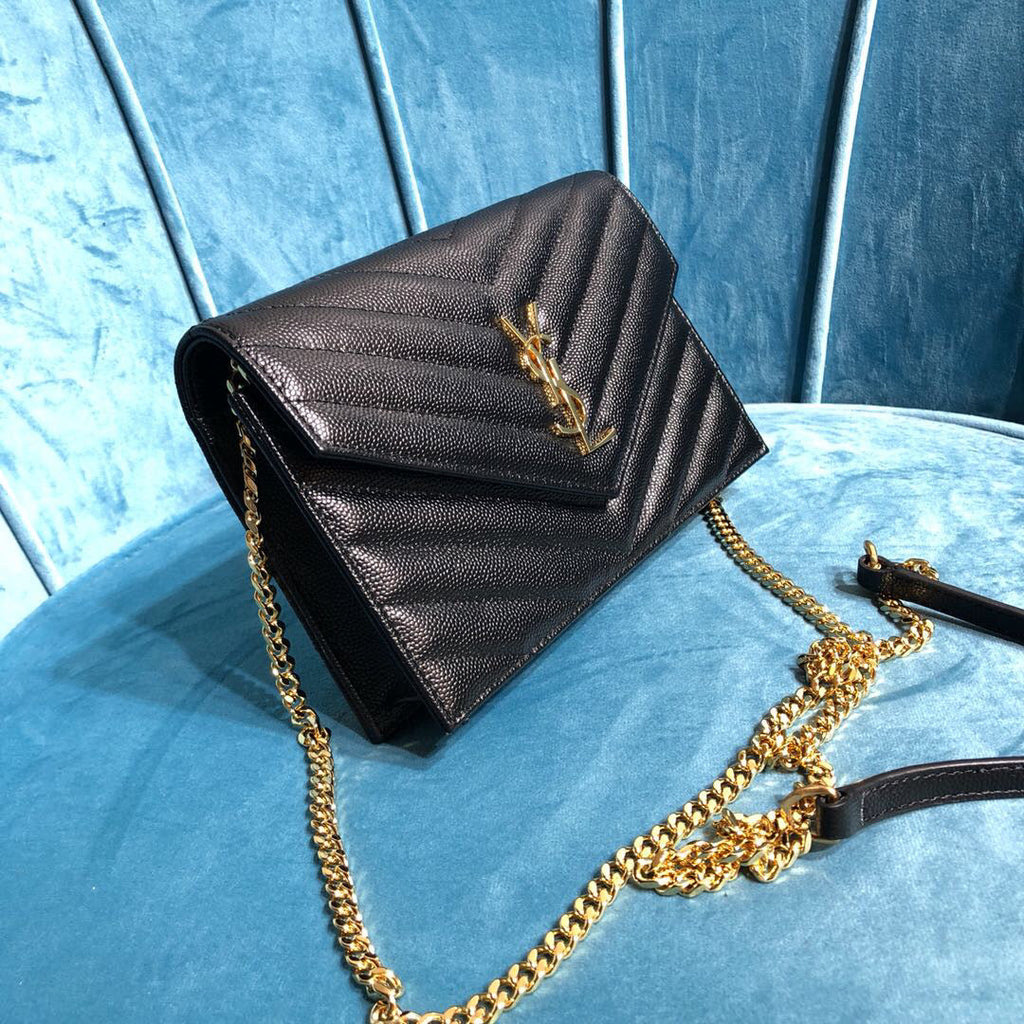 Monogram Quilted Shoulder Bag Black For Women 9in/23cm YSL 118-2000644-377828BOW01