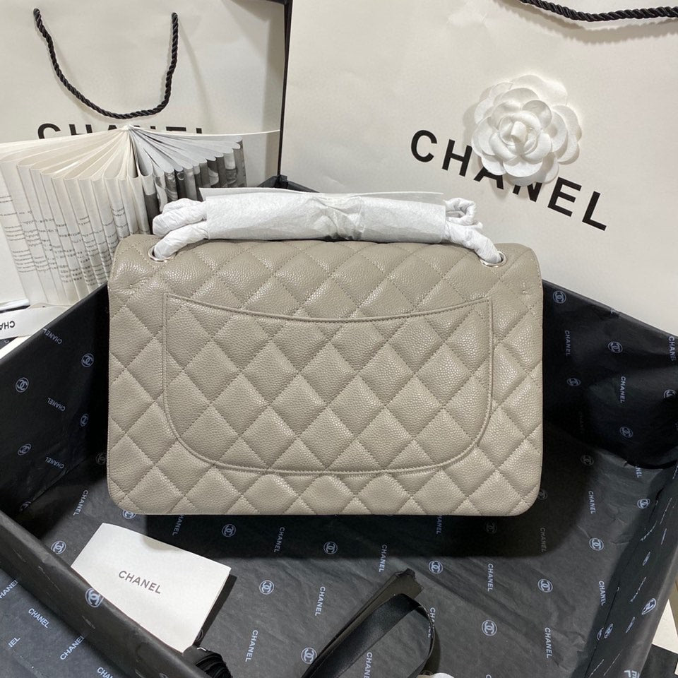 ChanelLarge Classic Handbag SiLouis Vuittoner Hardware Grey For Women, Women’s Handbags, Shoulder Bags 11.8in/30cm