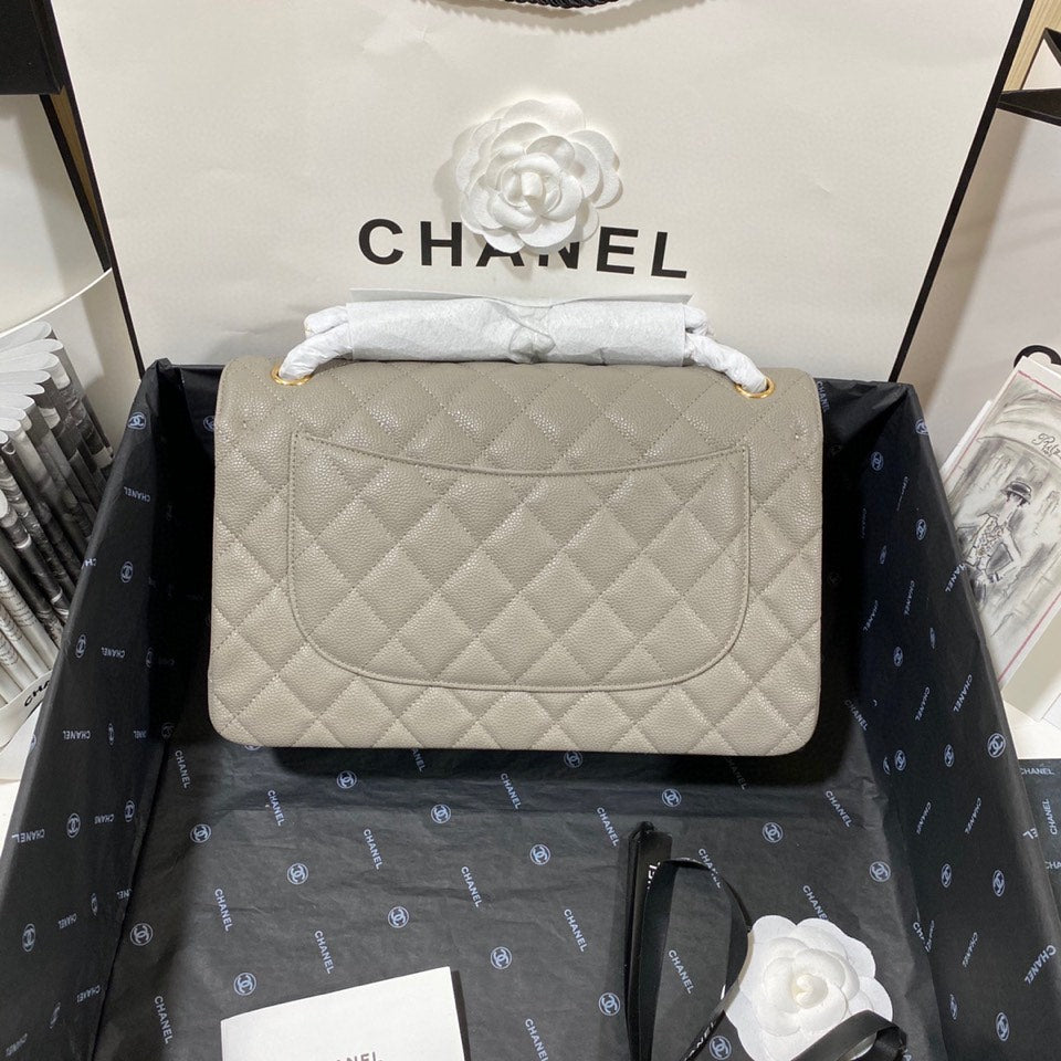 ChanelLarge Classic Handbag Gold Hardware Grey For Women Handbags, Shoulder Bags 11.8in/30cm