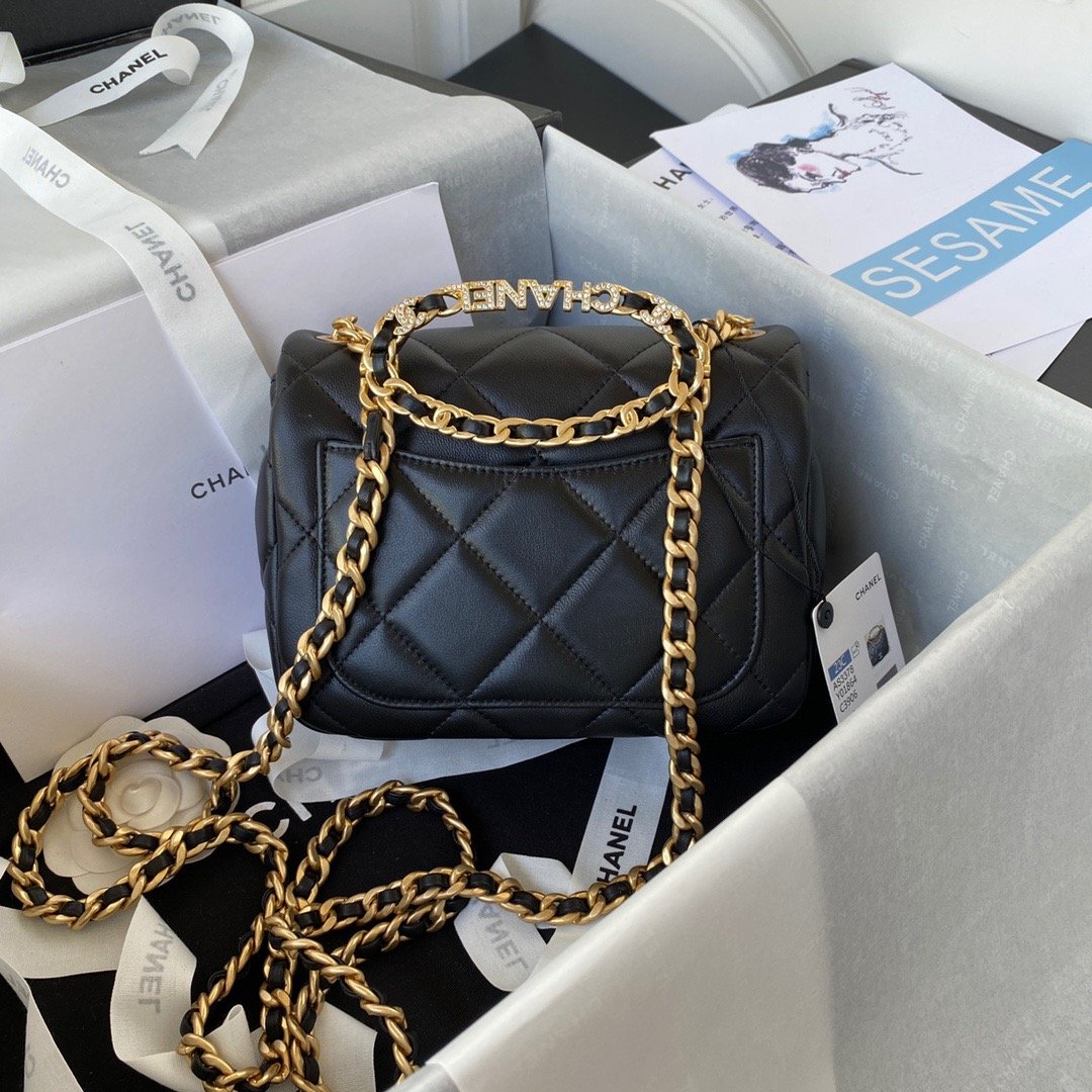 ChanelSmall GlamIap Bag Gold Hardware Black For Women Handbags, Shoulder Bags 7.9in/20cm AS3450