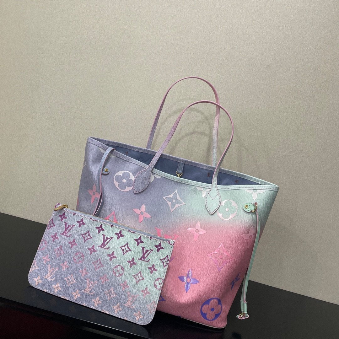 Louis Vuitton Neverfull MM Tote Bag Monogram Canvas Sunrise Pastel For Women,  Shoulder Bags 12.2in/31cm Louis Vuitton M46077