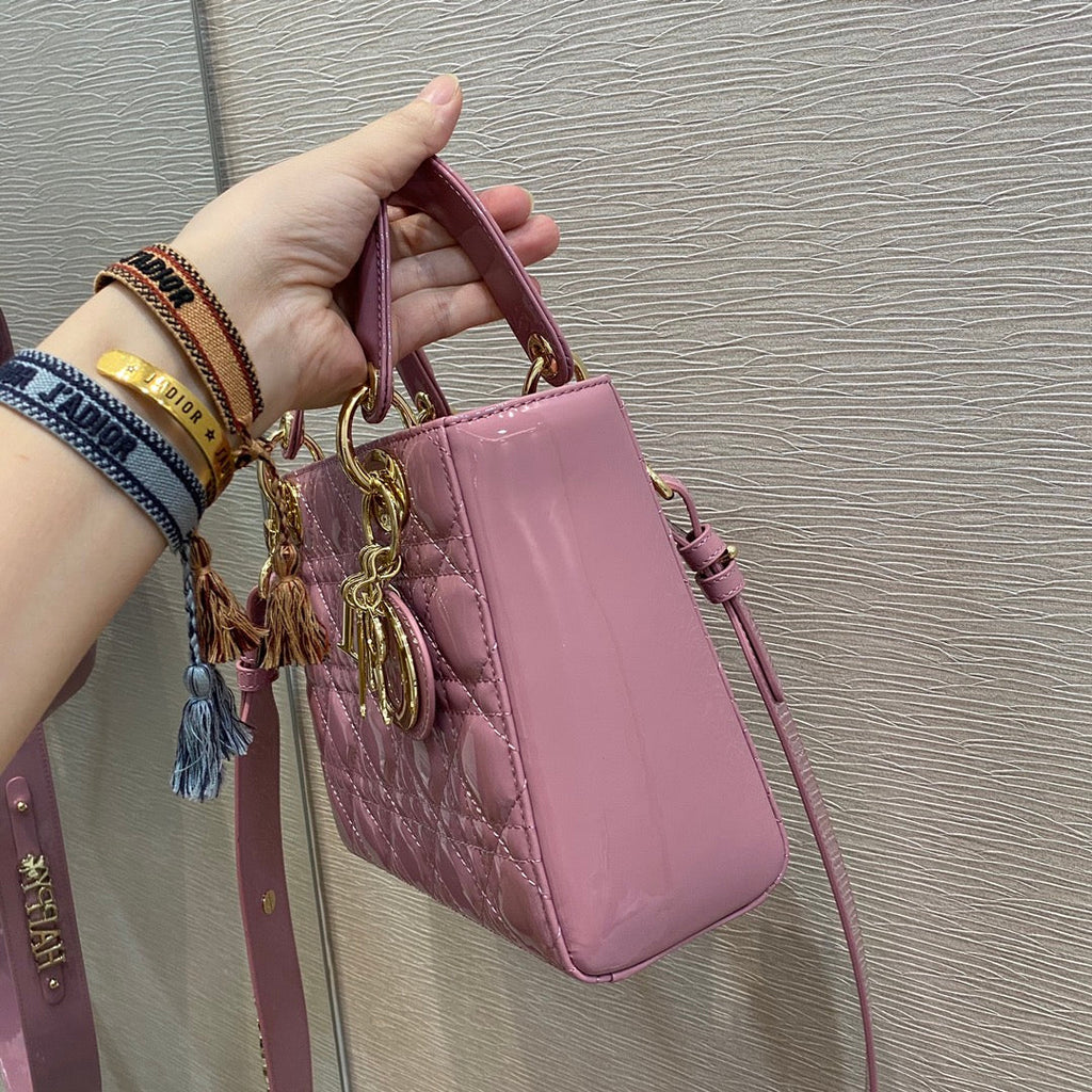 GLAMI Small Lady Bag Clutch Gold Toned Hardware Pink For Women 8in/20cm CD