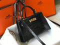 Mini Kelly 19 Black CrocoGLAMIle Bag For Women, Handbags, Shoulder Bags 7.5in/19cm