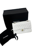 Chanel Classic Double Flap Bag White Caviar With Gold-toned Hardware B20-01