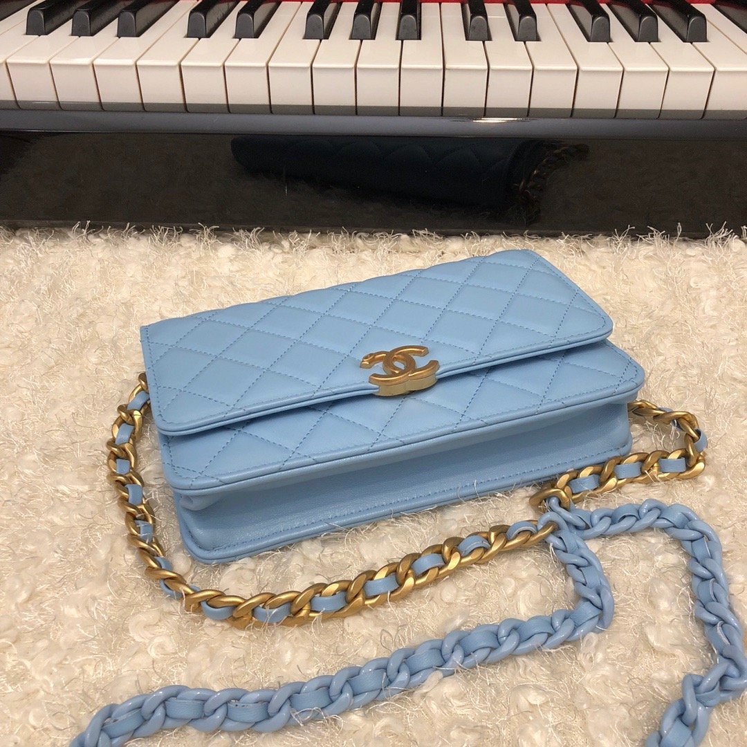 ChanelOriginal Small Classic GlamIap Bag Gold Hardware Blue For Women Handbags, Shoulder Bags 7.5in/19cm AP33814