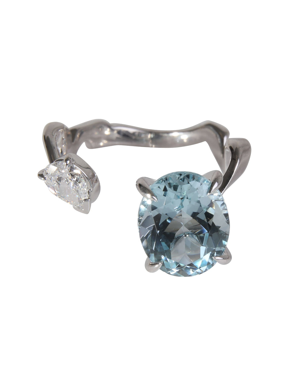 Dior Diorama Precie1:1 Rep Diamond Aquamarine Ring in 18k White Gold D VS1 0.33 CTW