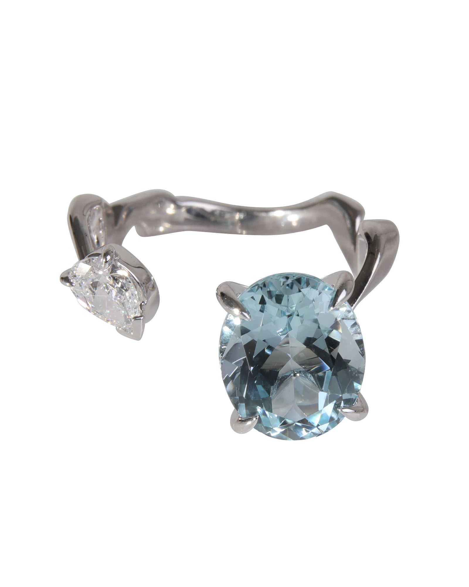 Dior Diorama Precie1:1 Rep Diamond Aquamarine Ring in 18k White Gold D VS1 0.33 CTW