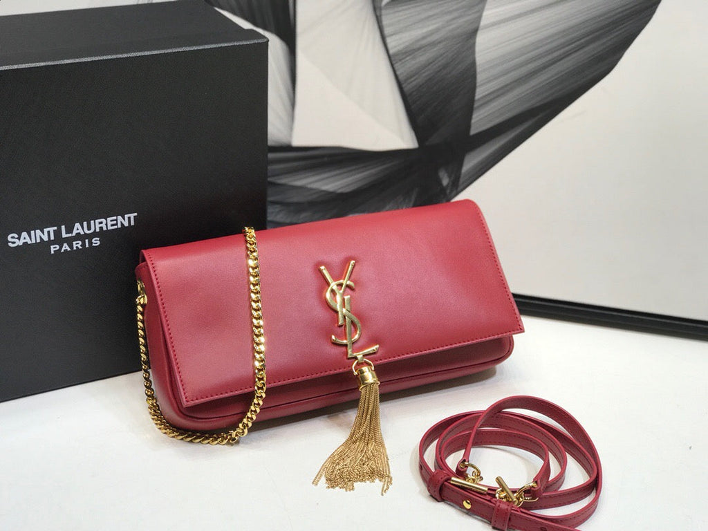 Saint Laurent Kate Tassel Small Shoulder Bag Red For Women 10.2in/26cm YSL 