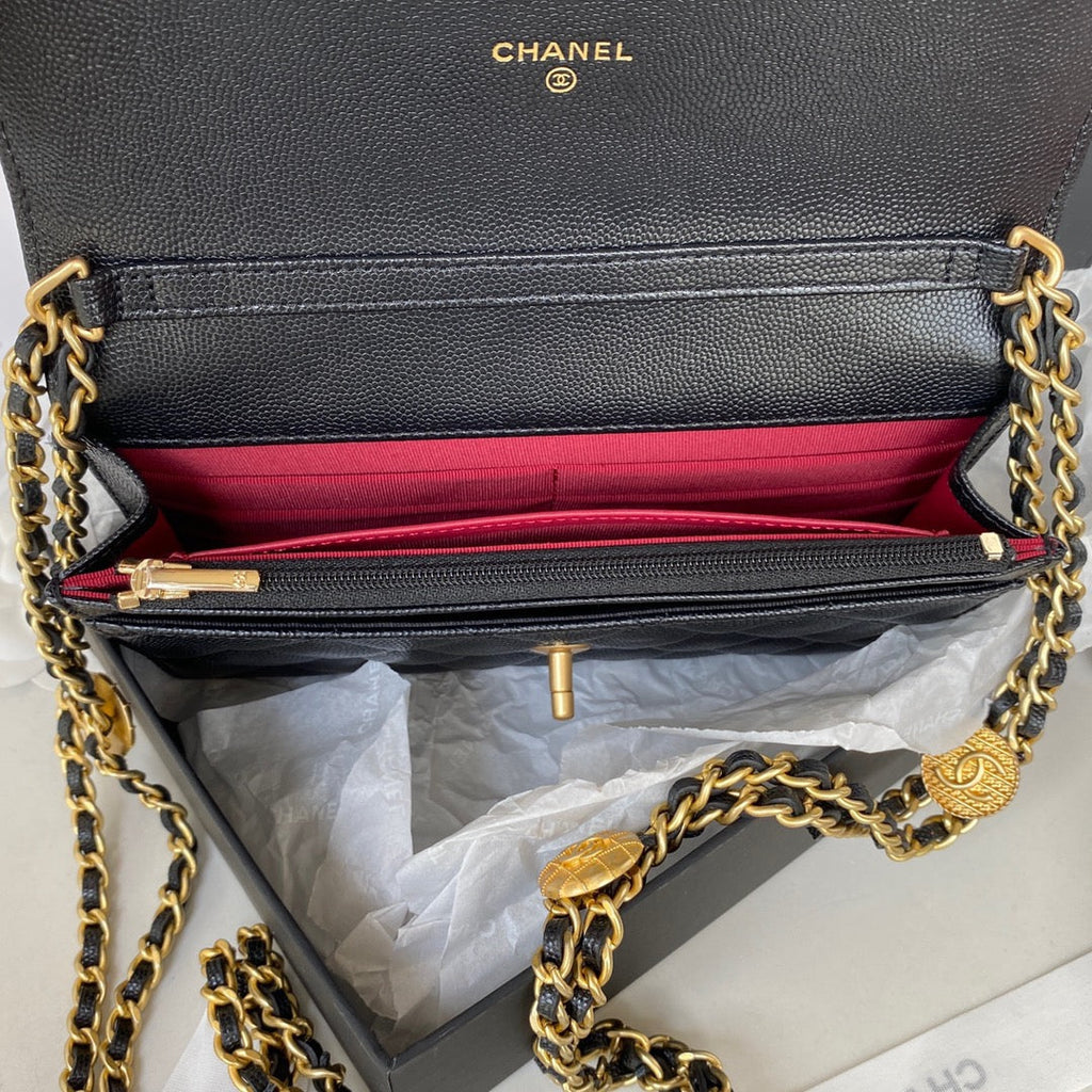 Chanel Clutch With Chain Gold Hardware Black For Women Handbags, Shoulder Bags 7.1in/18cm AP2860