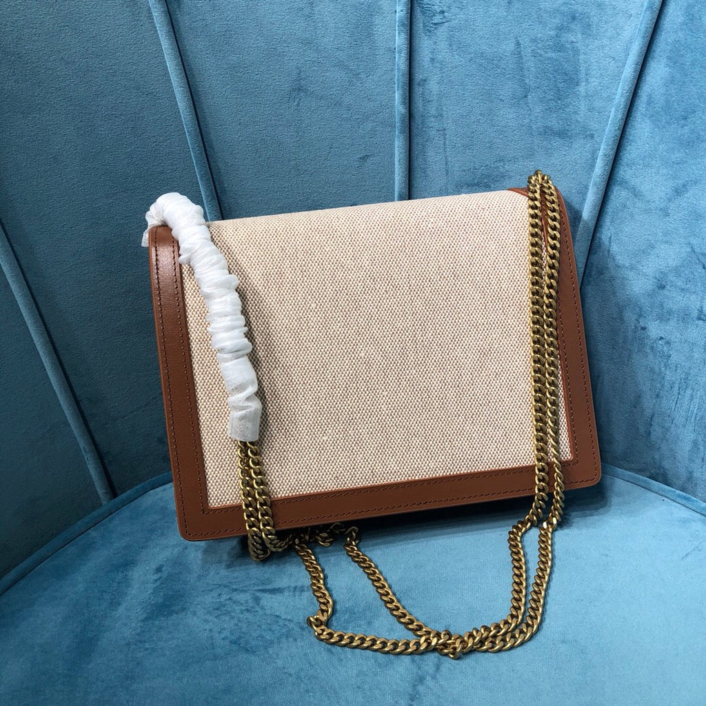 YSSL Le Cassandra Medium Chain Bag In Canvas And BoxNatural Beige For Women 8in/22cm YSL