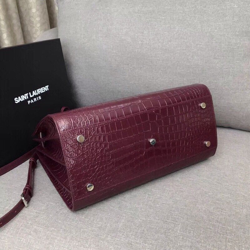 YSSL Sac De Jour Small In Embossed Crocodile Burgundy For Women 12.5in/32cm YSLÂ 