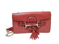 Gucci Emily Chain Flap Bag Leather Red Leather Shoulder Bag Bag (Pre-Owned)