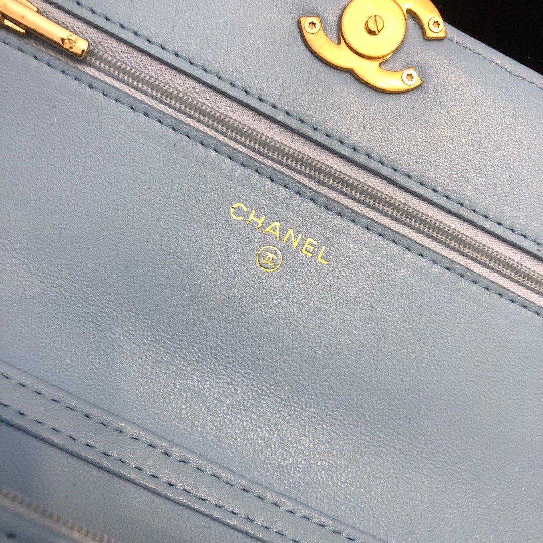 ChanelOriginal Small Classic GlamIap Bag Gold Hardware Blue For Women Handbags, Shoulder Bags 7.5in/19cm AP33814