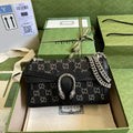 Gucci Dioronysus Small Gucci Shoulder Bag Black And Ivory Gucci Denim Jacquard For Women 10in/25cm 499623 UN3BN 1274