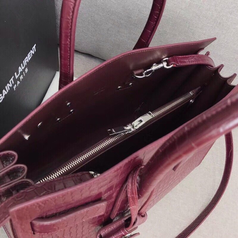 YSSL Sac De Jour Small In Embossed Crocodile Burgundy For Women 12.5in/32cm YSLÂ 