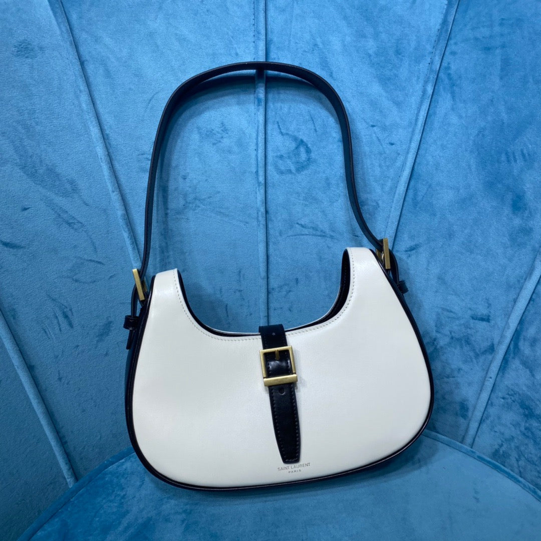 Top Quality Le Fermoir Hobo Bag White/Black For Women 9.5in/24cm YSLÂ 