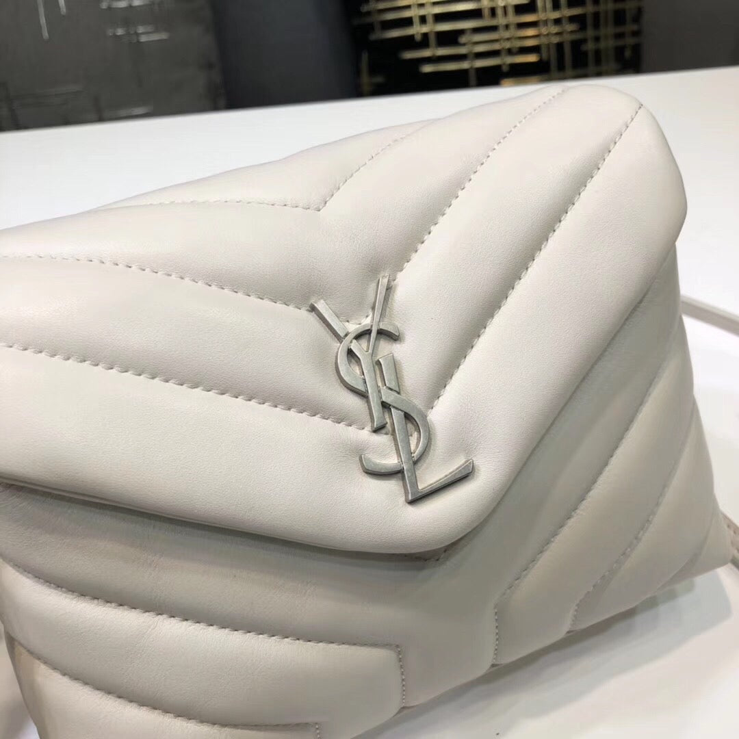 Top Quality Loulou Mini Shoulder Bag White For Women 7in/18cm YSL