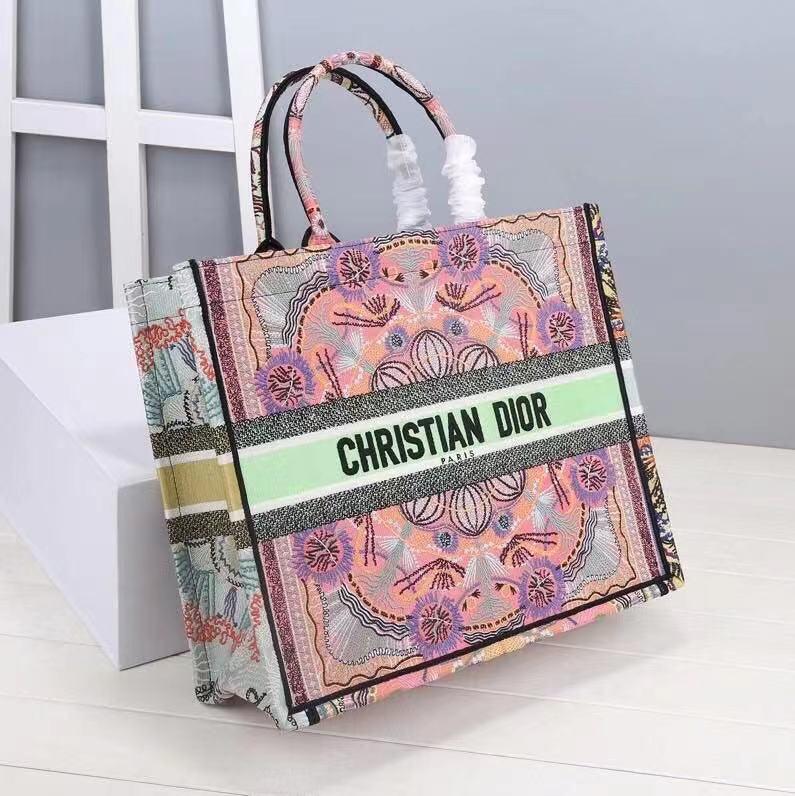 Dior Large Book Tote Multicolor In Lights Embroidery, Pink Multicolor, For Women Women’s Handbags, Shoulder Bags, 42cm CD