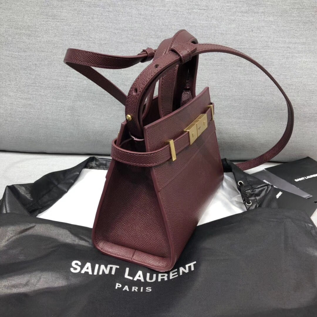 YSSL Manhattan Nano Shopping Bag In Box Burgundy For Women 8in/21cm YSL