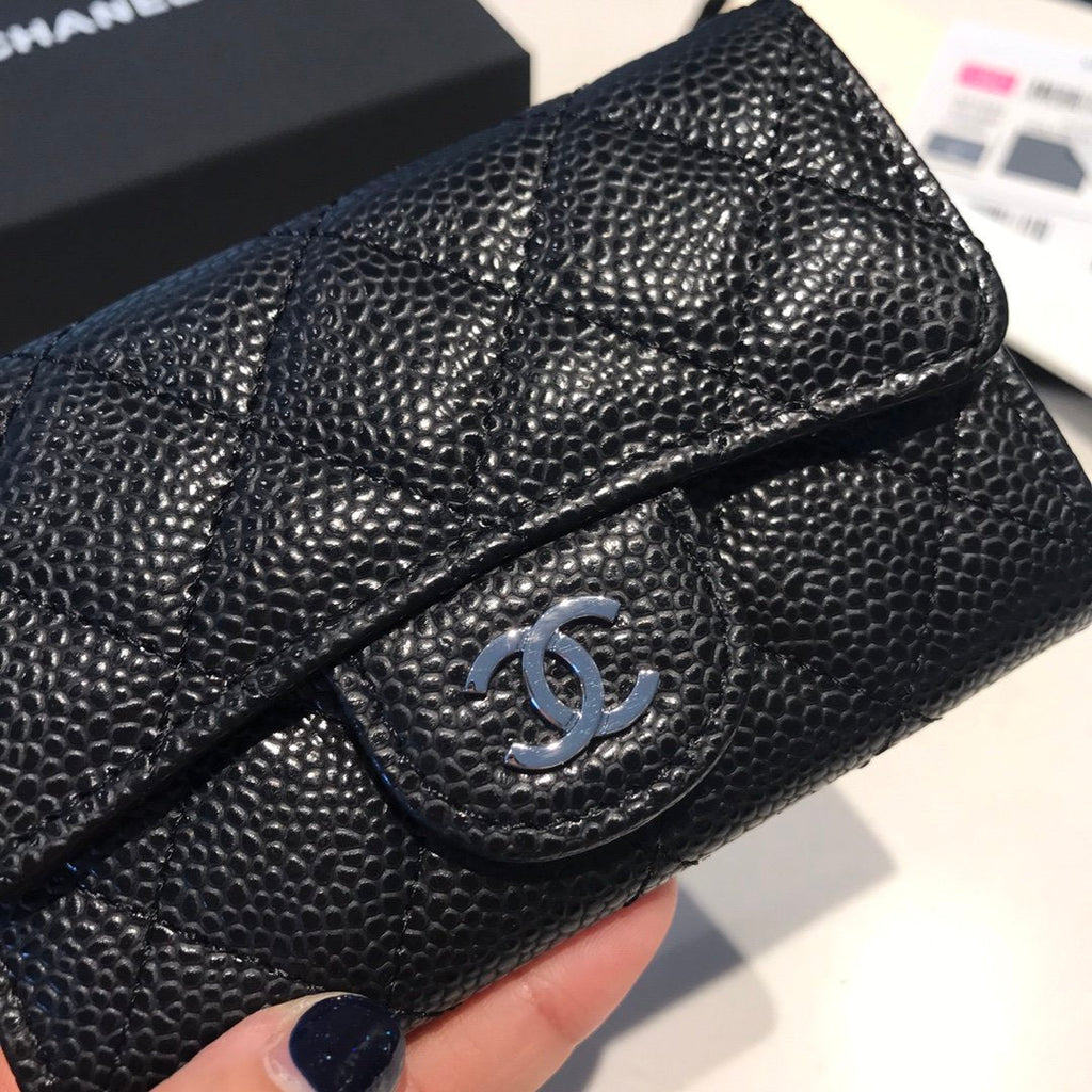 Chanel Classic Card Holder SiLouis Vuittoner Hardware Black For Women, Women’s Wallet 4.5in/11.5cm