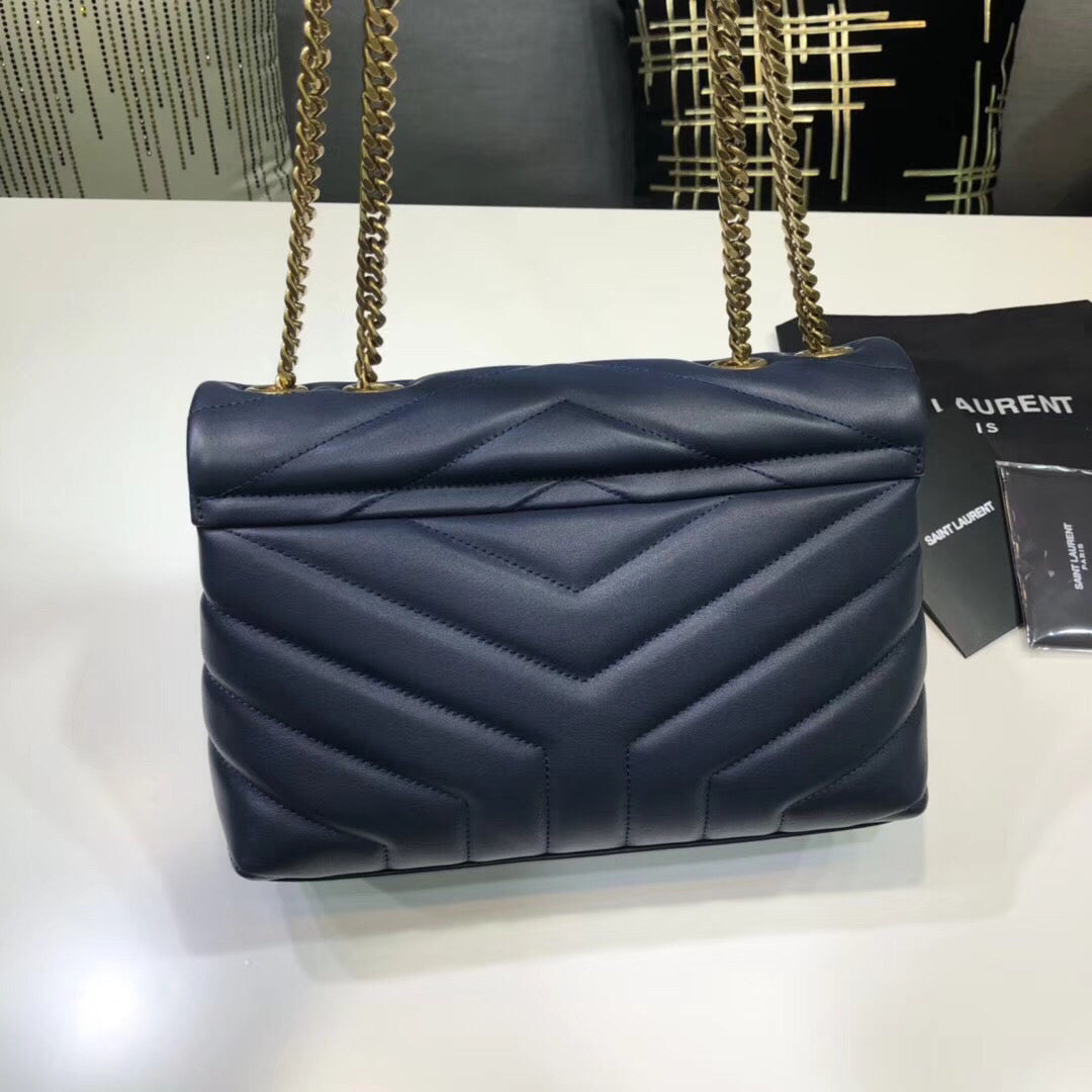 Top Quality Loulou Small Chain Bag In MatelassÃ© "Y" Blue For Women 9.8in/23cm YSL 494699DV7274147